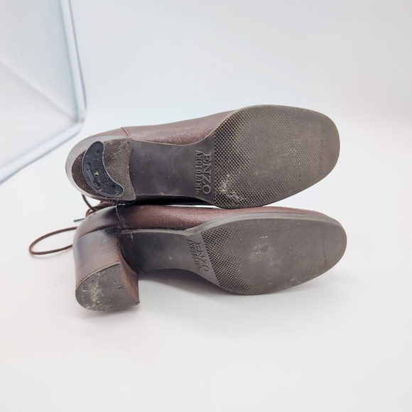 Vintage Enzo Angeolini sz 6.5 Brown Ankle Boots Rear tie - Picture 8 of 10